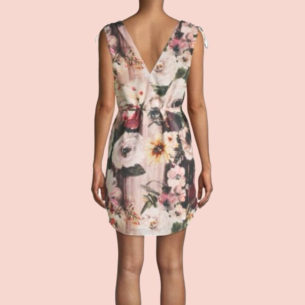 NWT HAUTE HIPPIE Womens' Follow Me Pink Floral Sleeveless Mini Shift Dress Sz S - Picture 4 of 9